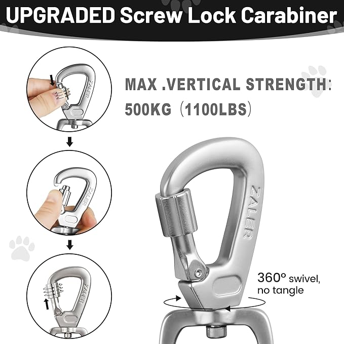 ZALER Long Dog Leash, 50 feet 30ft 20ft 15ft 10ft Dog Training Lead, Heavy Duty Check Cord Recall Leash for Dogs Training, Playing, Camping, or Backyard (15FT, Blue Green)