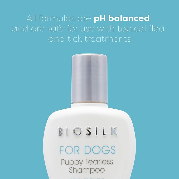 BioSilk for Dogs Puppy Tearless Shampoo, Gentle Dog Wash with Silk Proteins, Paraben and Sulfate Free Formula Helps Clean and Condition Coats for Puppies and Dogs, 12 Fl Oz