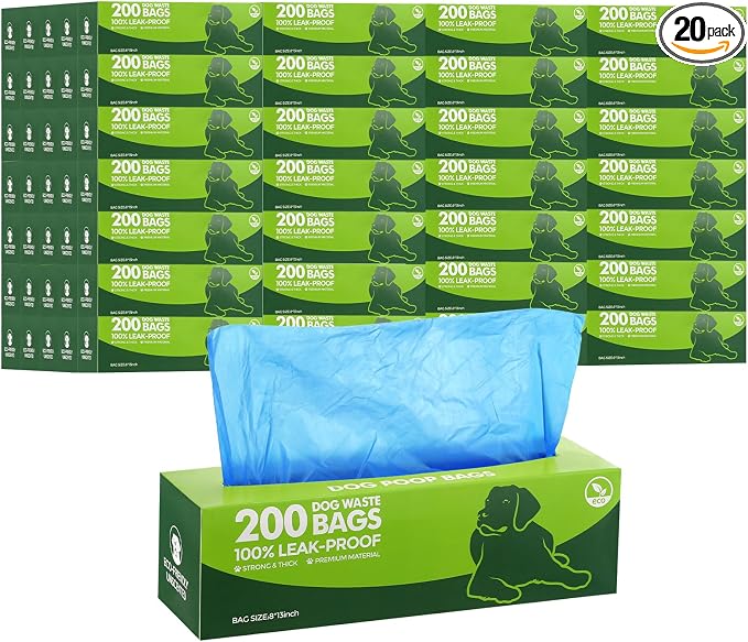 Sherr 20 Boxed Rolls 4000 Counts Dog Poop Bags Bulk Leak Proof Dog Waste Bags Universal Pet Doggy Waste Poop Box for Puppy Pets Outdoor Walking and Travel, 20 Rolls of 200(Blue)