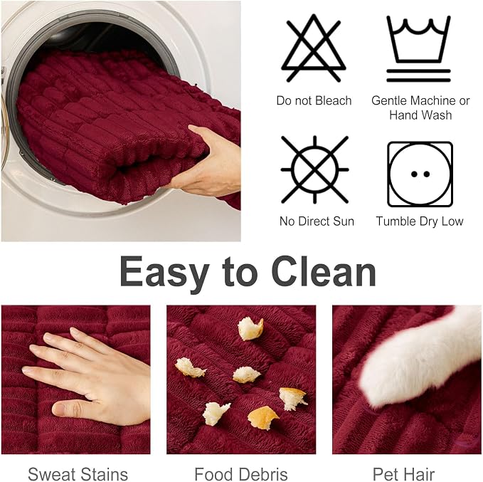 hyha Couch Cover for Dogs Washable, Non Slip Thick Flannel Sofa Protector, Pet Friendly Plush Furniture Cover for Sectional Sofa & Loveseat (Red, 35.4" x 70.9")