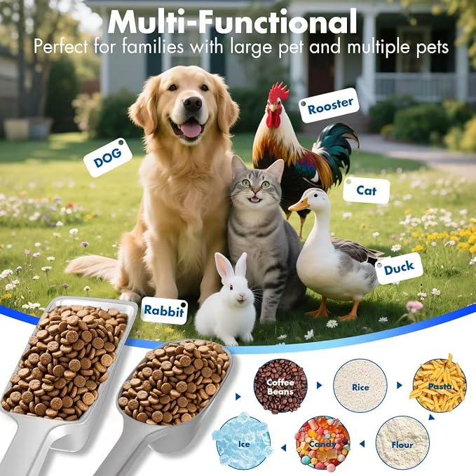 Food Scoop, Cup Capacity Dog Food Scooper With Measuring Lines For Dog, Puppy and Cat Coffee Bean Flour Scoop Set (Grey)