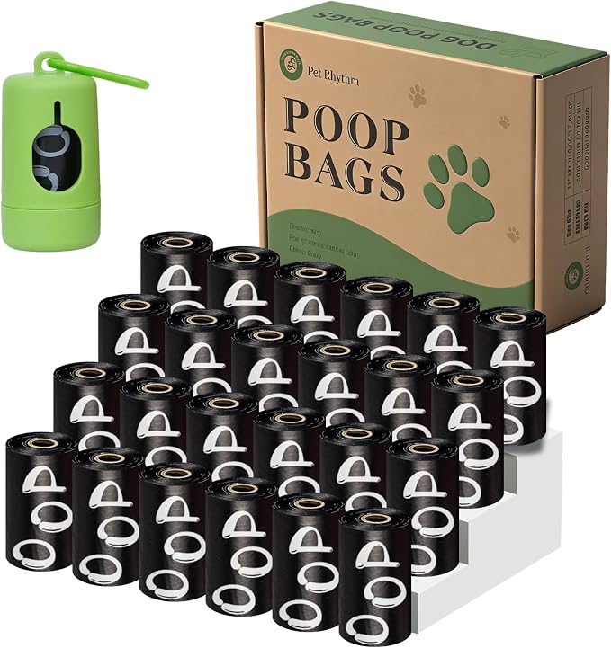 Dog Poop Bags Rolls plant-based materials - Scented & Leak-Proof dog bags for poop with Dispenser, Pet Waste Bag 13x9 Inch 24 rolls (360 Counts)