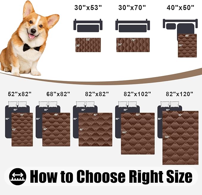 Smiry Waterproof Dog Bed Cover Blanket, Soft Reversible Pet Blanket, Washable Leakproof Cats Dogs Couch Cover for Sofa, Couch, Furniture (30x53 Inch, Brown/Chocolate)