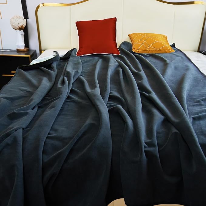 Ahinahwap Waterproof Blanket for Bed Couch Sofa, 60"x80" Reversible & Washable, Waterproof Blanket Queen Size, Water Resistant Twin Bed Blankets, Leakproof (Black/Light Grew)