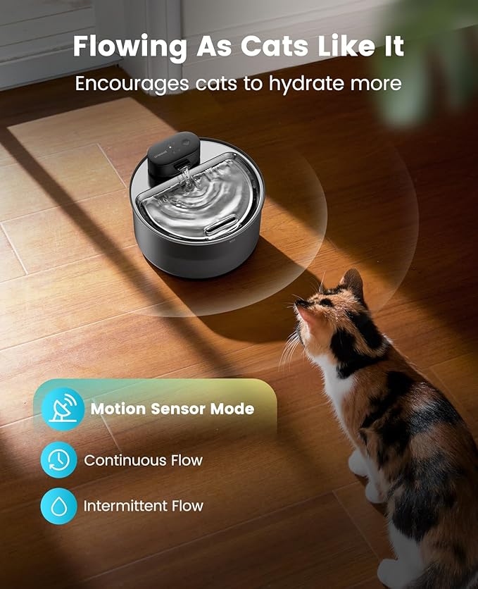 oneisall Cordless Cat Water Fountain: 108oz/3.2L Stainless Steel Cat Water Fountain with Quiet Wireless SilentFlow™ Pump for Cat Small Dog,Rechargeable BPA-Free Water Dispenser for Living Room Kitchen