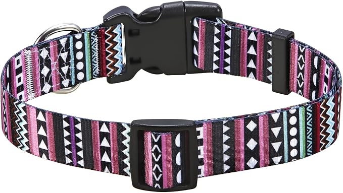 Mihqy Dog Collar with Bohemia Floral Tribal Geometric Patterns - Soft Ethnic Style Collar Adjustable for Small Medium Large Dogs (Bohemian Purple,XS)