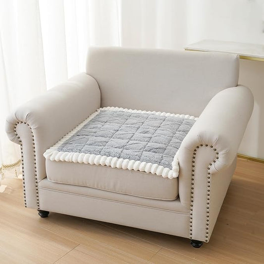 Fuzzy Couch Covers for Dogs, Non Slip Thick Dog Couch Cover Protector, Plush Pet Couch Covers for Sofa Washable, Soft Sofa Cushion Slipcovers Pet Friendly(1PC, Light Grey, 27.6”x27.6”)