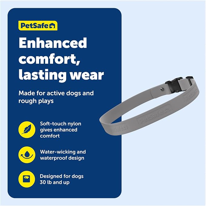PetSafe Replacement Strap for Guardian GPS + Tracking Dog Fence Collar, Made with Soft-Touch Nylon for Enhanced Comfort and Long-Lasting Wear - Water-Wicking, Waterproof Material, Gray