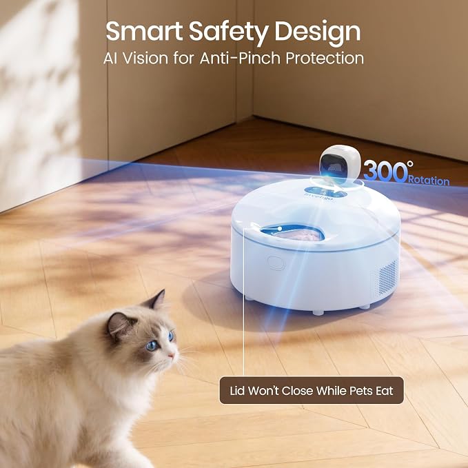 Automatic Wet Food Cat Feeder with 3MP Camera, App Control, Dual Semiconductor Cooling, Heating Feeding Area, 5 Stainless Steel Trays Pet Food Dispenser