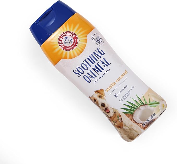 Arm & Hammer for Pets Soothing Oatmeal Dog Shampoo, Vanilla Coconut Scent, Baking Soda Odor Control, Moisturizing Shampoo for Dry Dog Skin, pH Balanced for Dogs, 20 Fl Oz - 2 Pack