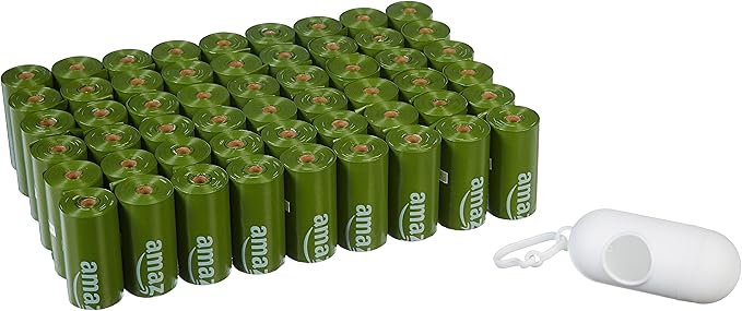 Amazon Basics Premium Leak Proof Dog Poop Bags with Dispenser and Leash Clip, Unscented, 13" x 9", 810 Count (54 Rolls of 15)