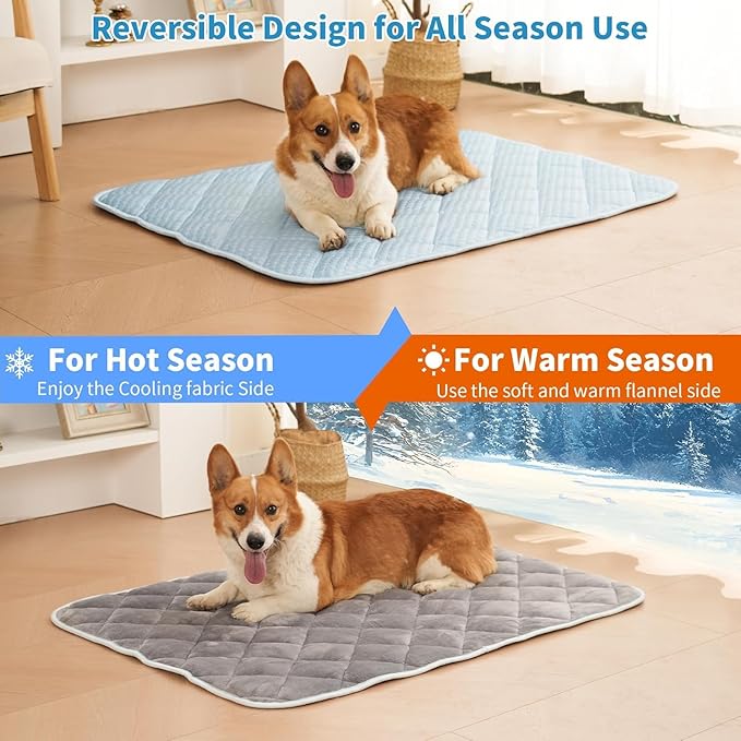 Cooling Mat for Extra Large Dogs, 51"x 37.5" Thick & Durable Dog Cooling Mat, Q-MAX>0.45, Double-Sided Cooling Pet Pad, Portable & Washable Dog Cooling Mat for Crate, Couch & Car