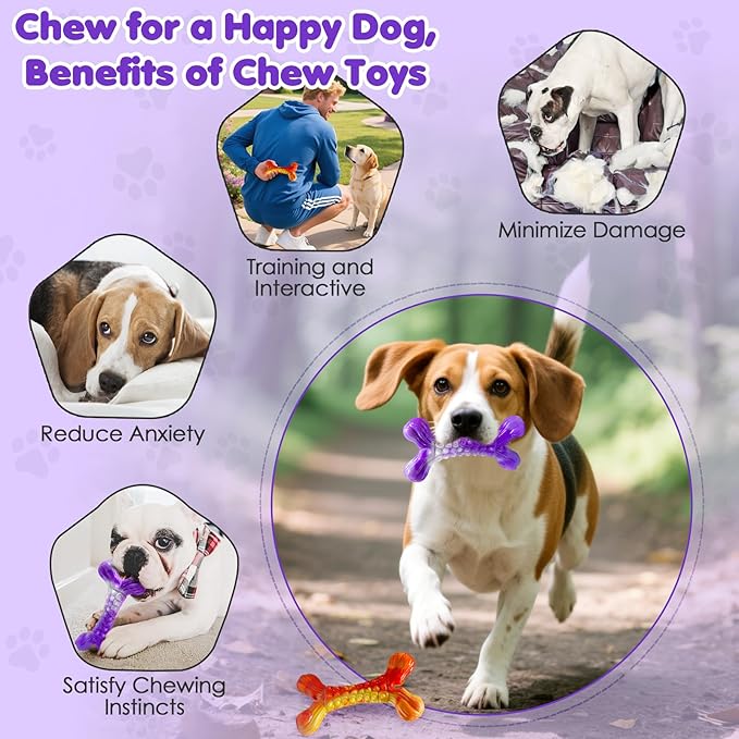 WOWBALA Dog Chew Toy Aggressive Chewers - 2 Pack Indestructible Dog Toys - Tough Dogs Toy to Keep Them Busy - Pet Toys for Medium, Large Breed，Teeth Cleaning & Boredom Relief（2 Pack）