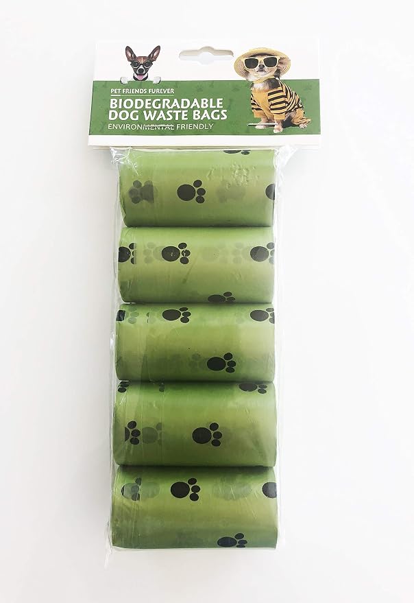 Biodegradable Dog Poop Bags, Extra Thick, Strong Poop Bags, 20 Bags Per Roll. Measures 8.5 x 12.5 Inches (Qty: 5 Rolls = 100 Bags)