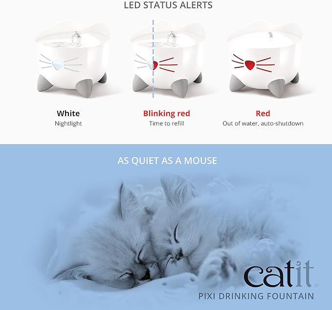 Catit PIXI Cat Drinking Fountain, Running Water Fountain, Pink