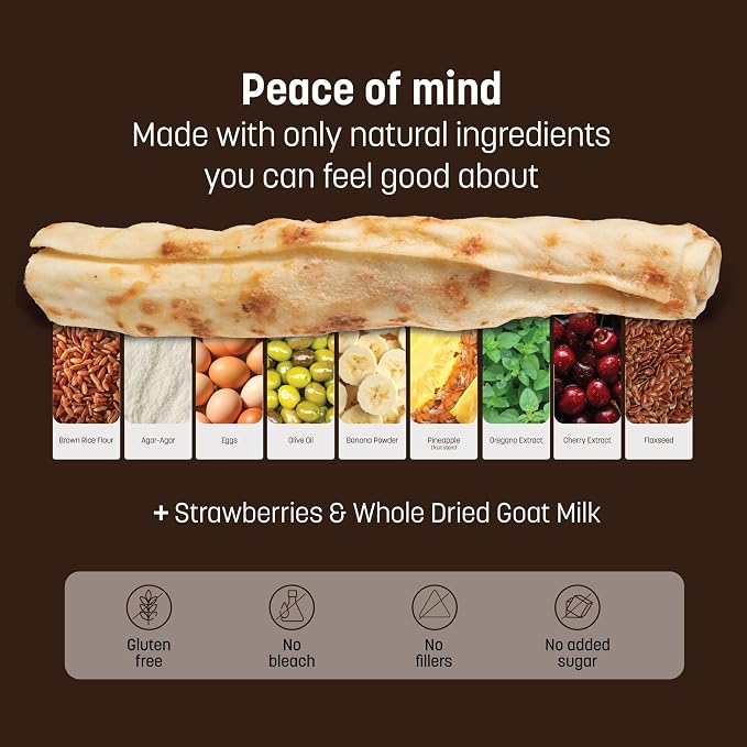 Earth Animal No-Hide Rolls Strawberries & Cream Vegetarian Recipe Small Natural Rawhide Alternative Dog Chews, 6 Pack Value Pack