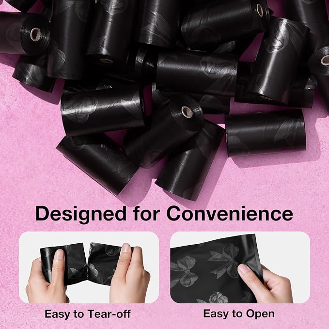 VETRESKA Dog Poop Bags, Leak Proof, Extra Thick and Large Pet Waste Bags for Dog Walking and Cat Litter, Rose & Honey Scented, 300 Bags