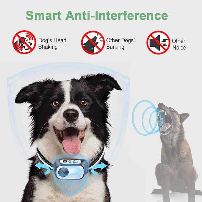 Dog Bark Collar for Large Medium Small Dogs, Rechargeable Smart Bark Collar, Anti Barking, Humane Dog Training Device with 5 Adjustable Sensitivity Beep Vibration