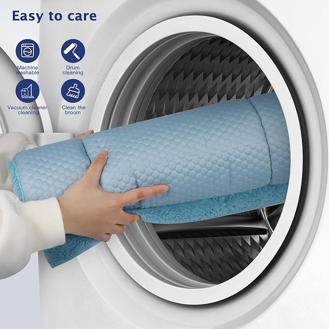 Dog Bed Mat, Crate Pad Reversible,Soft Kennel Pad, Washable Dog Crate Mat (Cool and Warm),Pet Sleeping Mattress for Small Medium Dogs XB009 (24''x18'',Blue)