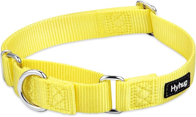 Hyhug Martingale Dog Collar Medium Yellow |Escape - Proof Heavy Duty Nylon Durable No Slip, Ideal for Training & Daily Walks