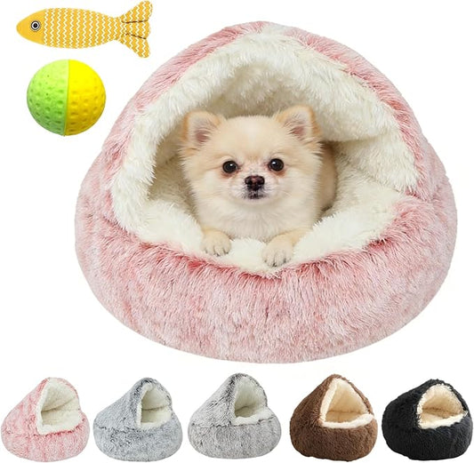Cozy Cocoon Dog Bed, 2026 New Cozy Cocoon Pet Bed for Dogs, 3D Spacious Design, Resistant to Collapse, Strong Support, Warm & Non-Slip, Soft & Washable, Enclosed Cat Cave Bed (Pink, Large)