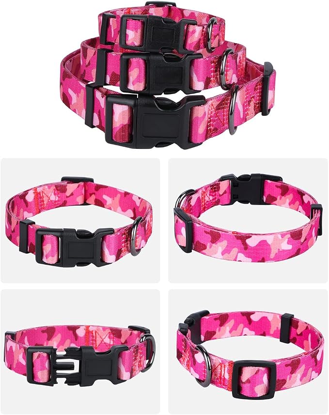 Dog Collar Special Design Personalized Soft Collars Pink Camo Medium