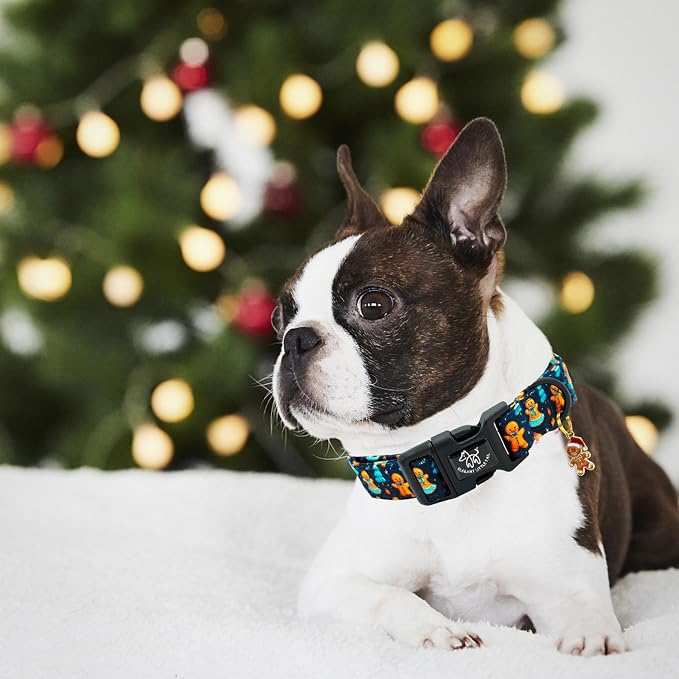 Elegant little tail Christmas Dog Collar - Christmas Tree Red Pet Collar Cotton Soft Plastic Buckle Sturdy Puppy Collars Holiday Female or Male Adjustable Collar for X-Small Puppy