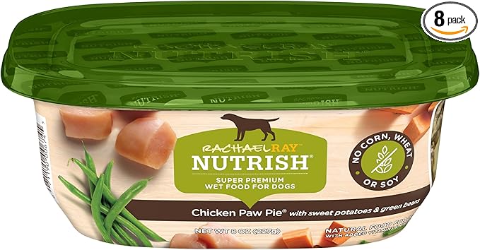 Nutrish Rachael Ray Wet Dog Food, Chicken Paw Pie with Sweet Potatoes & Green Beans Recipe, 8 oz. Tub (Pack of 8)