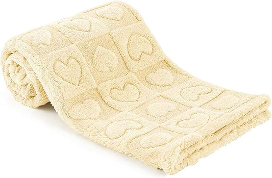 gogobunny Large Pet Blanket for Dogs Cats, Ultra Soft 300GSM Coral Fleece Washable Furniture Protector for Couch Bed Car Seat, Calming Crate Mat Blanket for Large Breeds, Beige, 40x50IN