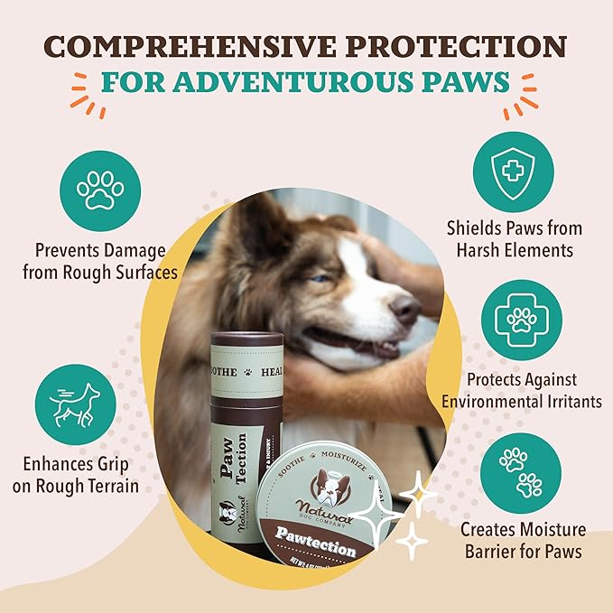 Natural Dog Company PawTection Dog Paw Wax, 2 oz Tin | Hot Pavement Protection, Sand, Asphalt & Trails, Waxy Barrier Balm, Non-Toxic & Lick Safe, Summer Walks, Hiking & Beach Days