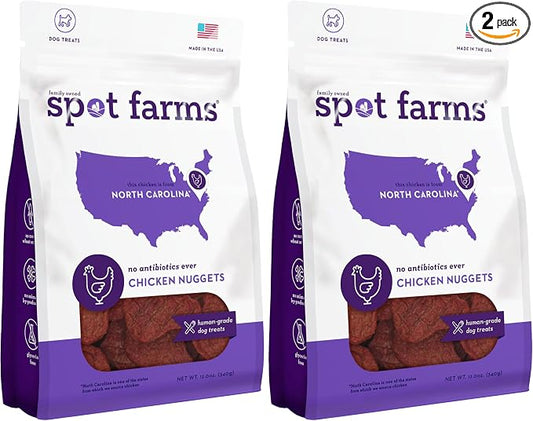 spot farms Chicken Nuggets Healthy All Natural Dog Treats Human Grade Grain Free 12 oz (Pack of 2)