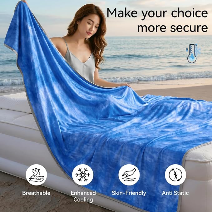 Guohaoi Cooling Blanket King Size (90"x108") Summer Blanket Tie Dye for Hot Sleepers Lightweight Breathable Bed Blanket, Arc-Chill Q-Max >0.5 Cool Fiber