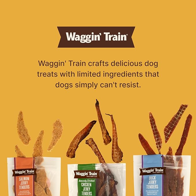 Waggin' Train Salmon Jerky Dog Treats for Skin and Coat Support, Made with 100% Real Salmon, No Grains and No Artificial Flavors or Colors, High Protein Dog Treat, Easily Digestible, 36 oz. Pouch
