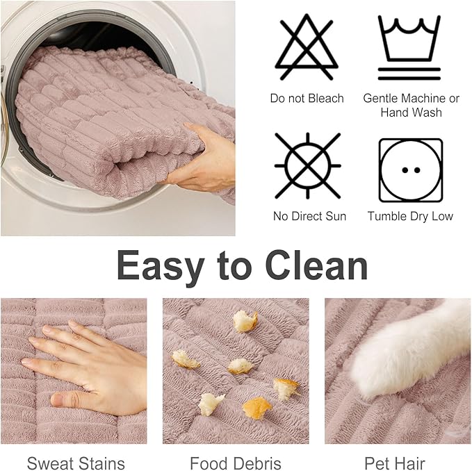 hyha Couch Cover for Dogs Washable, Non Slip Thick Flannel Sofa Protector, Pet Friendly Plush Furniture Cover for Sectional Sofa & Loveseat (Dusty Pink, 27.6" x 70.9")