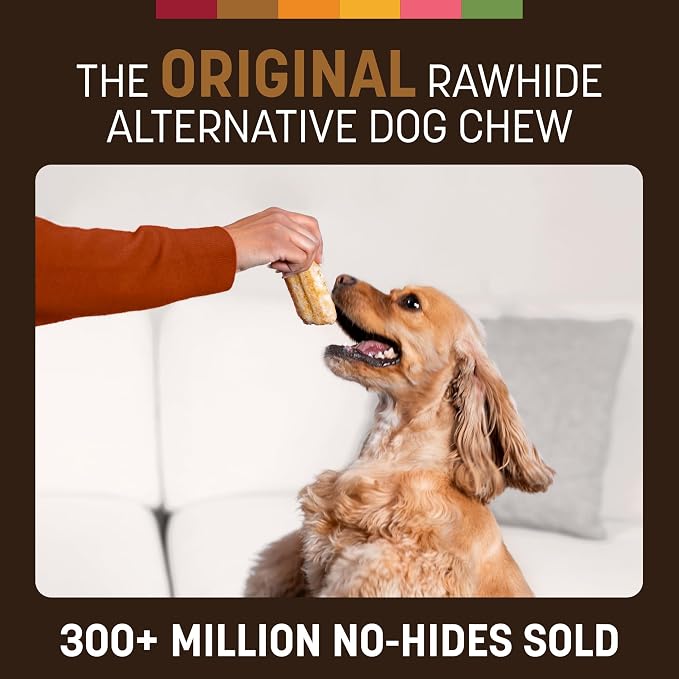 Earth Animal No Hide Chews - Long Lasting Rawhide Free Small Dog Chews Rolls, Venison - 6 Count