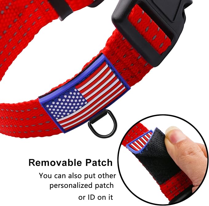 Martingale Collar for Training Dogs. Adjustable Reflective Collars with Buckle-USA Flag- NO Pull-Prevents Slipping Out, for Medium Large XL Dogs. Helps with Strong pullers(XL, red)