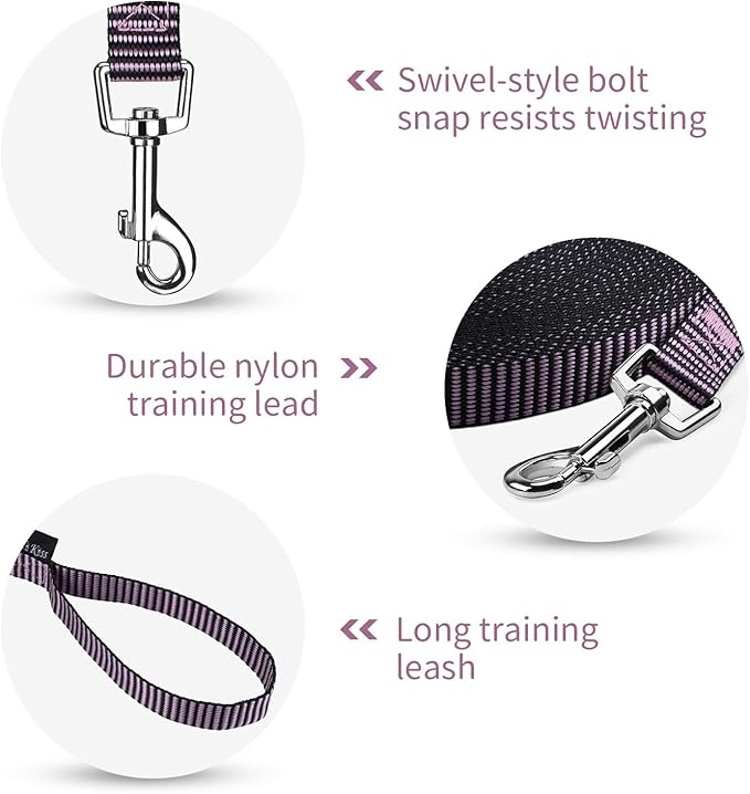 Hi Kiss Dog/Puppy Obedience Recall Training Agility Lead - 15ft 20ft 30ft 50ft 100ft Training Leash - Great for Training, Play, Camping, or Backyard(15ft,BL+PK)