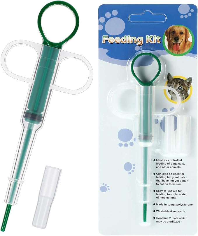 Nuanchu 2 Pieces Pet Pill Plunger Popper for Small Cats Dogs Pill Gun Dispenser Shooter Pet Piller Soft Tip Tablet Syringe Pusher Animal Medicine Feeder for Feeding Accessories (Green)