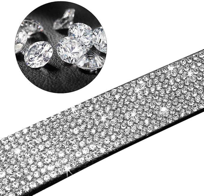 Rhinestone Dog Collar, Cute Dazzling Sparkling Soft Suede Leather Dog Cat Rhinestone Collar Crystal Diamond Pet Dog Puppy Collar (S, Pink-2)