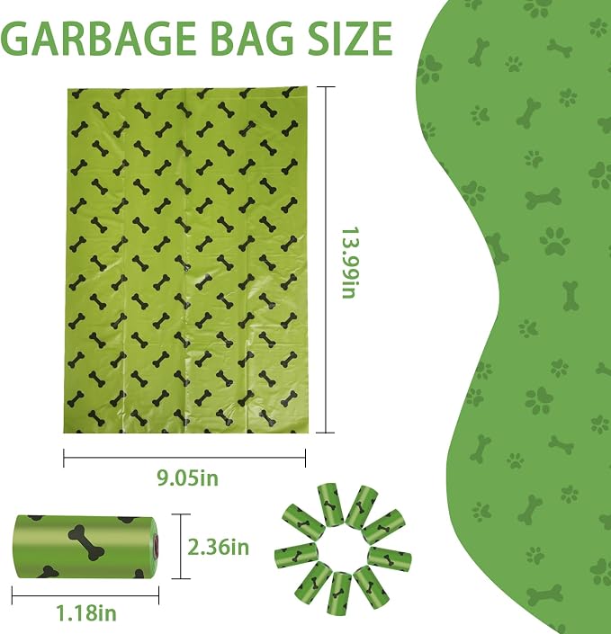 HZDHCLH Poop Bags for Dogs Leak Proof Extra Thick Dog Poop Bags, Green Bones 18 Rolls 9" x 13" Lavender Scented Pet Waste Bag, 270 Count