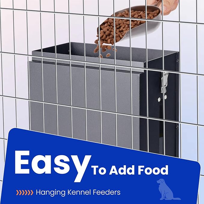 17Lbs Automatic Dog Feeder for Outside Kennel, Galvanized Gravity Dog Food Dispenser for Hanging Cage, Pet Cage Feeder for Large Breed,Rabbit,Chicken,Puppy,Ferret,Chinchilla,Ferret