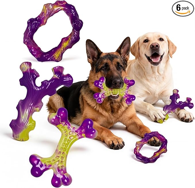 Frienhund 6-Pack Dog Toys for Aggressive Chewers: Dog Toy for Aggressive Chewer Large Breed, Dog Toy to Keep Them Busy, Dog, Bacon Flavor
