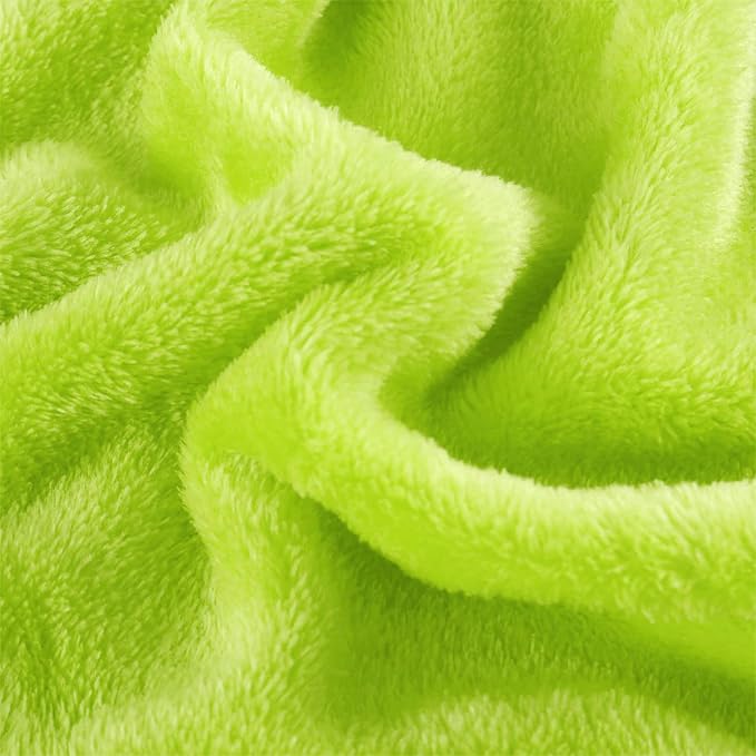 uxcell Flannel Fleece Blanket Twin Size - Soft Lightweight Plush Microfiber Bed Blanket for Sofa or Couch, Machine Washable Blankets Fleeces, Chartreuse 60x78 Inch