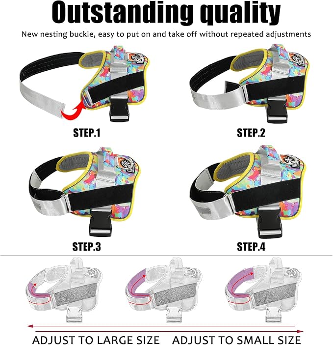 Dog Harness, No-Pull Reflective Dog Vest, Breathable Adjustable Pet Harness with Handle for Outdoor Walking - No More Pulling, Tugging or Choking (Medium (Pack of 1), Watercolour)