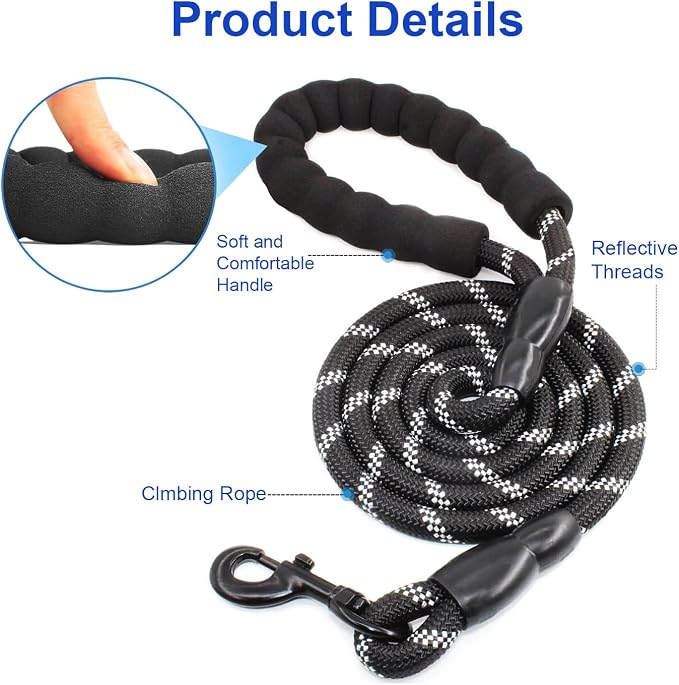 MingXpets Double Dog Leash, Dual Dog Leash, 360° Swivel Tangle Free Bungee Walking Training for Large Medium Dogs, Shock Absorbing Bungee Reflective for Two Dogs, 18~120 lbs, Black
