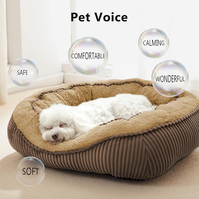 Dog Beds for Small Medium Large Dogs & Cats. Washable Pet Bed, Orthopedic Dog Sofa Bed, Soft Calming Sleeping Warming Puppy Bed (Brown, Large-(30’’x 24’’x 9’’))