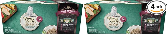 Fancy Feast Purina Wet Cat Food Medleys Florentine Wet Cat Food Variety Pack - (4 Packs of 12) 3 oz. Cans