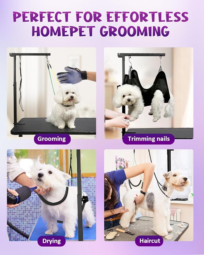 Breeze Touch Dog Grooming Arm - 32" Dog Grooming Table Arm with Clamp and Post, Loop Noose, No Sit Haunch Holder Grooming Restraint for Small & Medium Dogs