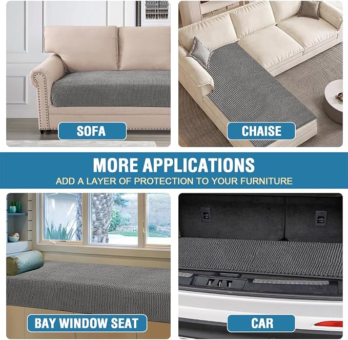H.VERSAILTEX Plush Chenille Pet Couch Covers for Sofa Thick Soft Sofa Cover for 3 Cushion Couch Anti Slip Couch Cover Furniture Protector for Dog, Pet, Cat (35" x 74", Grey)