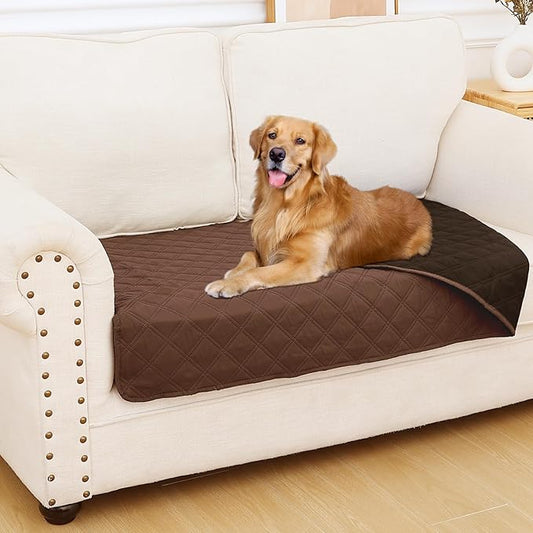 Smiry Waterproof Couch Covers for Dogs Washable, Reversible Pet Couch Covers for 3 Cushion Sofa Pet Friendly, Soft Sofa Furniture Protector for Dogs Cat Kids, Checkered (30"x60", Brown/Chocolate)